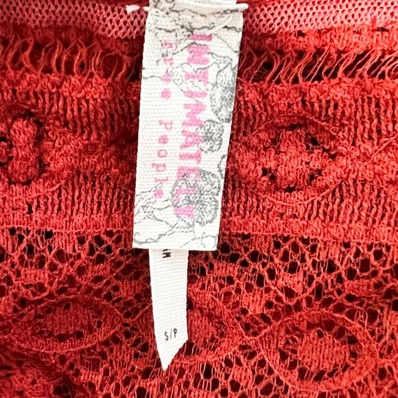 Free People Top S Womens Lace Peplum Boho Romantic Girly Flirty Sheer Pucker - Picture 5 of 7